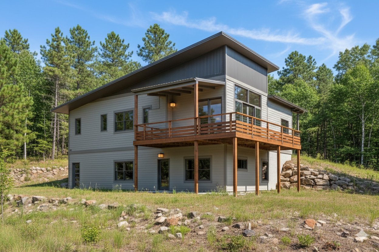 92 Senator Reynolds Road — rear deck and lower level with mountain setting