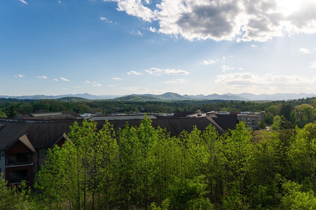 Panoramic Blue Ridge view from Reynolds Mountain above North Asheville