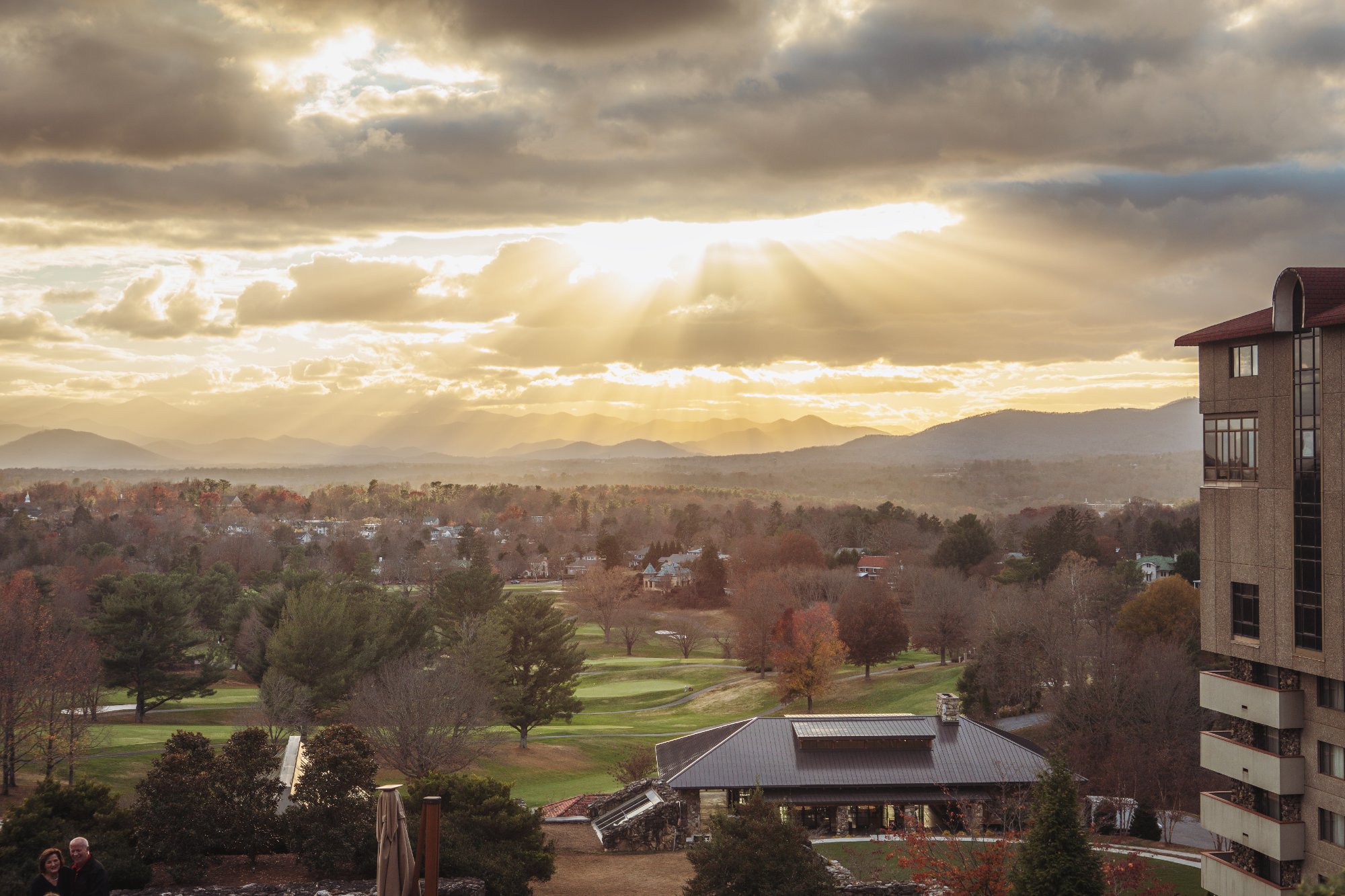 Omni Grove Park Inn panoramic sunset over Asheville