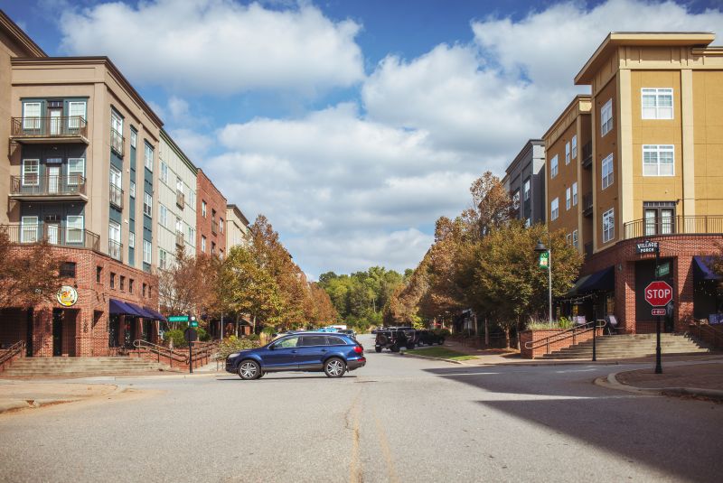 Reynolds Village at the base of Reynolds Mountain — walkable daily life in North Asheville